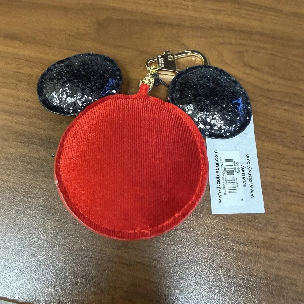 Disney BaubleBar Mickey Mouse Christmas Coin Purse Keychain Santa Belt NWT